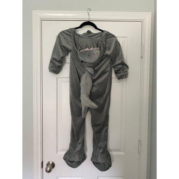 Gray Plush Shark Hooded Jumpsuit Zipper Costume Hyde and Eek Small - Picture 9 of 12